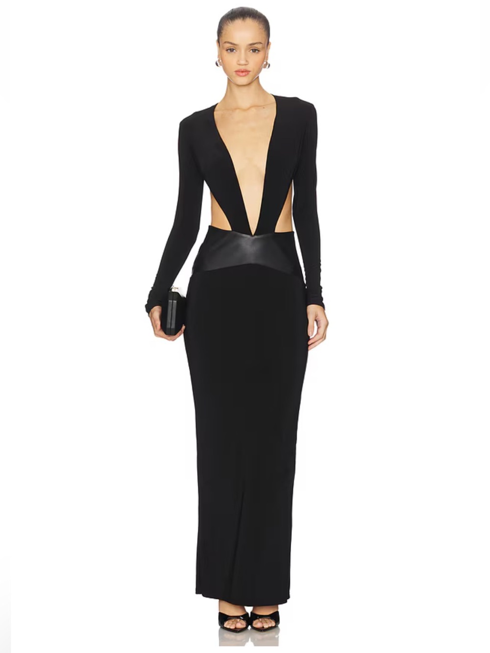 I AM GIA Carmina Maxi Dress Black Deep V Cutout Dress Revolve NWT M